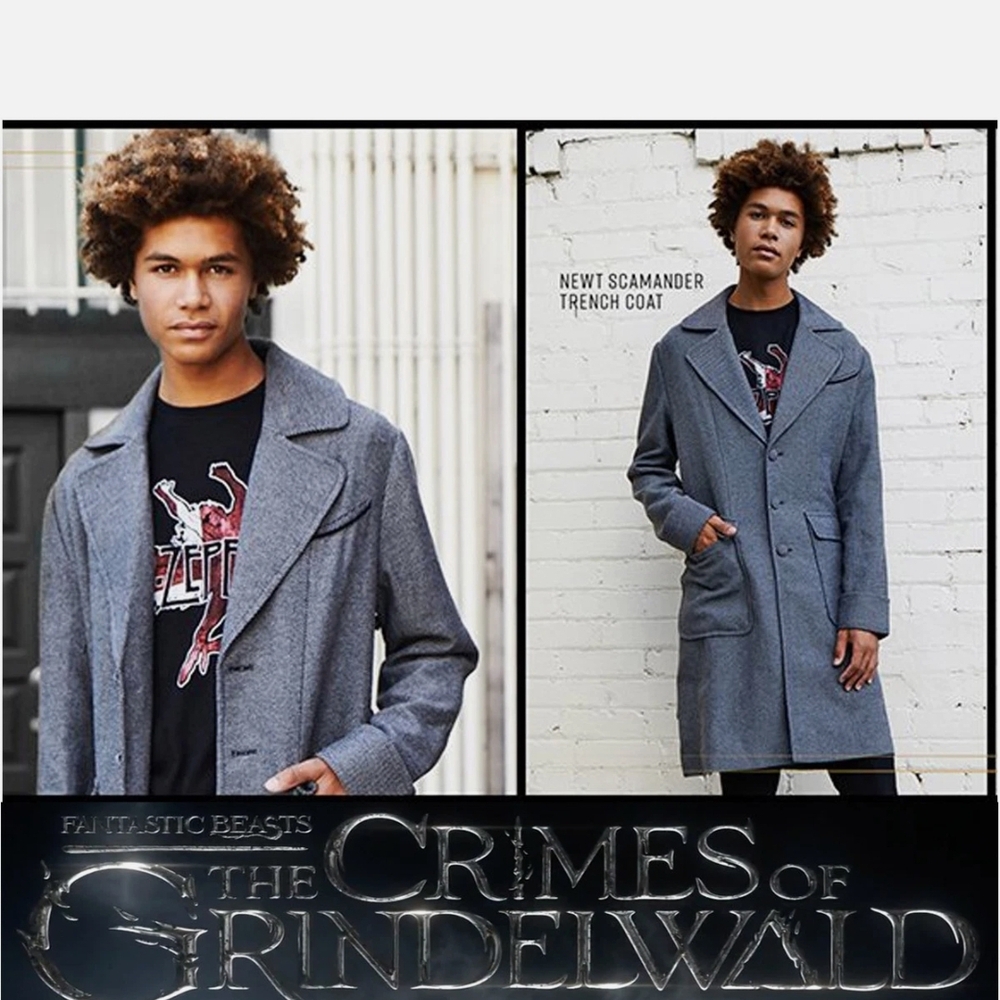 Fantastic Beasts Scamander Gray Wool Trench Coat Sherlock Holmes GUC